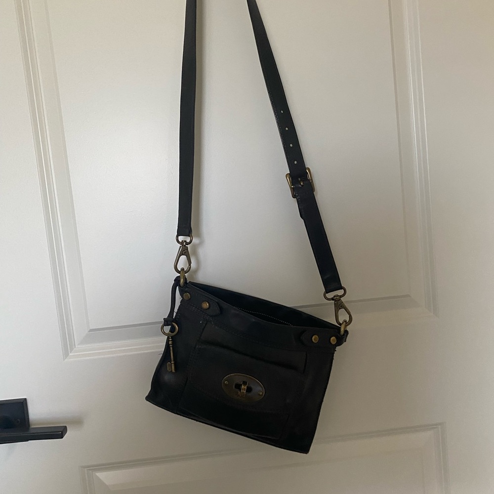 Fossil Black leather cross body